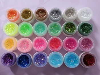 

24 Pots Fluorescent Glitter Color Builder Glitter UV Gel Shiny Nail Gel Fashion Gel Nail Polish Free Shipping