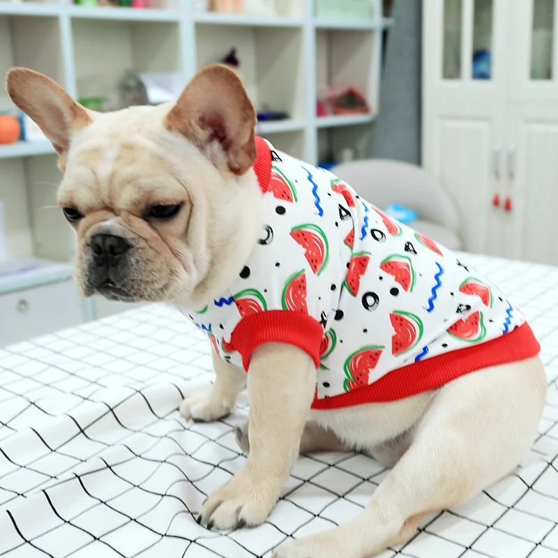 Французский бульдог корги Мопс маленькая и средняя одежда для домашних животных летняя крутая дышащая майка Арбузного цвета одежда для полных собак