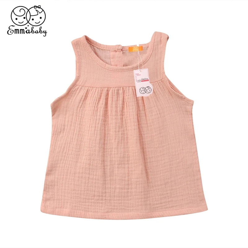 

2018 Toddler Baby Girls Sleeveless Pure Color Dress Party Clothes Solid Summer Sundress Dresses UK