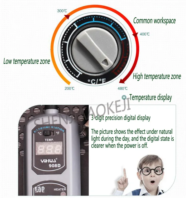 908D Регулируемый термостат Электрический Luo гладить точность оригинальный сварочный аппарат 220 В/110 В Портативный светодиодный цифровой