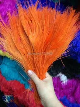 

Free shipping 200pcs/lot 25-30cm /10-12 inches orange peacock feather Peacock Tail Feathers decorative feather plumes wholesale