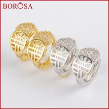 Borosa CZ Micro Циркон Проложить Серьги Для женщин jewelry золото/серебро Цвет Кристалл уха манжеты Серьги Jewelry Обручение партии wx703