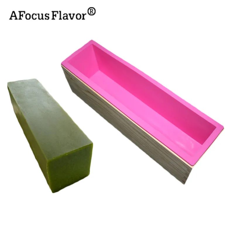 1 Pc DIY Rectangular Soap Mold With Wooden Rectangle Soap Mold Silicone
