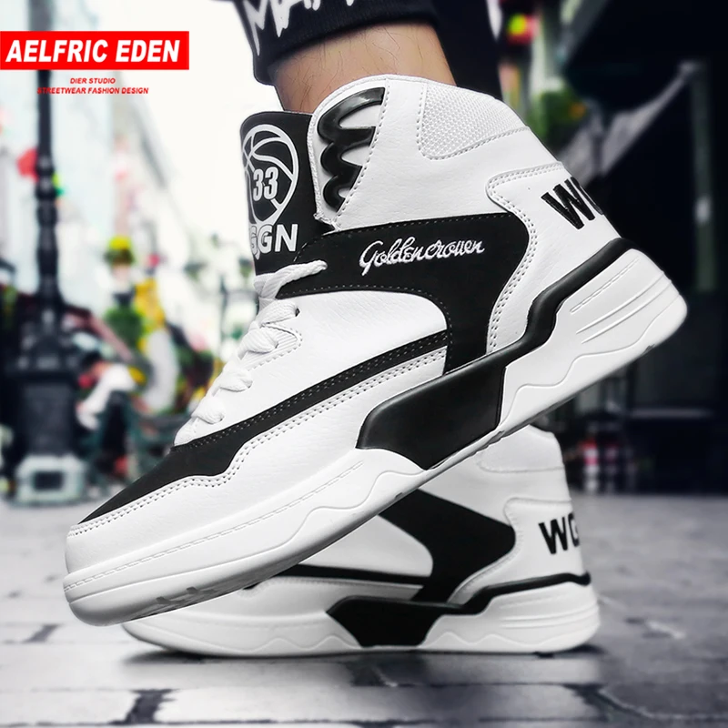 

Aelfric Eden High Top Breathable Sneakers Hip Hop Male Vulcanized Mixed Color Shoes PU Casual Footwear Skateboard Boots Ae036