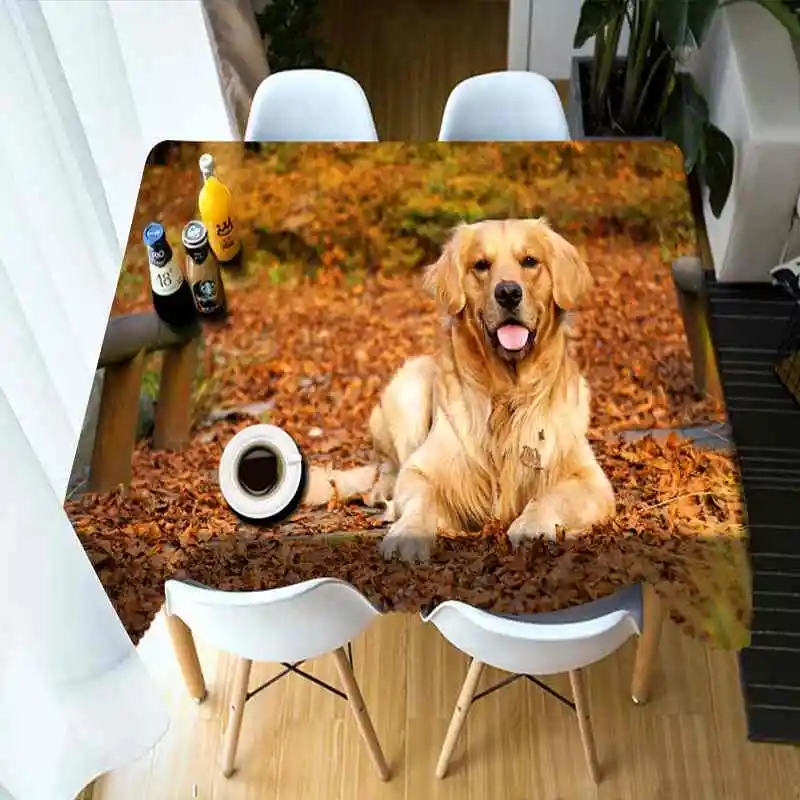 

Party Home Kitchen Tablecloth Dog Picture 3D Print Thicken Rectangular Table Cloth