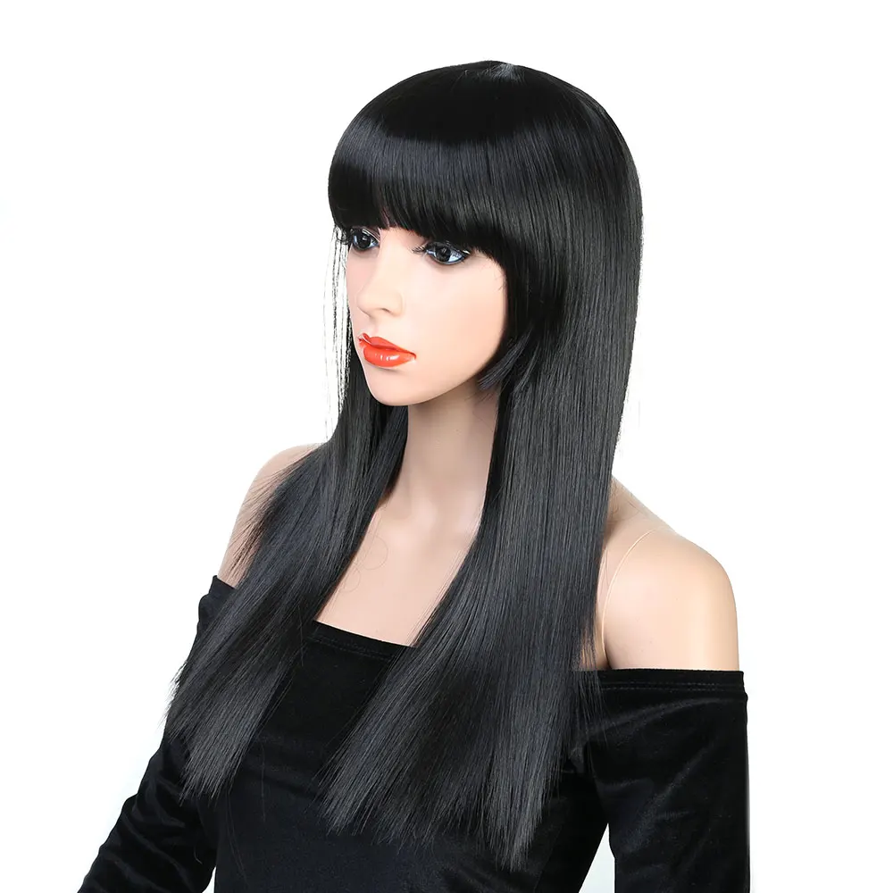 Rode Pruik 22 Inch Long Wig With Bangs For Black Women Heat Resistant Ladies Wigs Cosplay Straight Wig Synthetic Hair Extension Rode Pruik 22 Inch Long Wig With Bangs For Black Women Heat Resistant Ladies Wigs Cosplay Straight Wig Synthetic Hair Extension