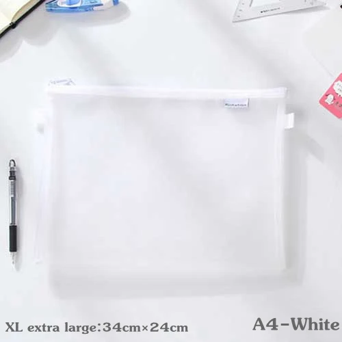Простой Прозрачный сетчатый чехол для карандашей, для офиса, студентов, чехол для карандашей, s, нейлоновый, Kalem Kutusu, школьные принадлежности, коробка для ручек, Astuccio Scuola - Цвет: XL-X Large-A4-White
