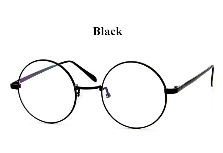 Ретро полная оправа Золотые очки оправа винтажные очки круглые компьютерные очки унисекс без градусов oculos de grau - Цвет оправы: Black
