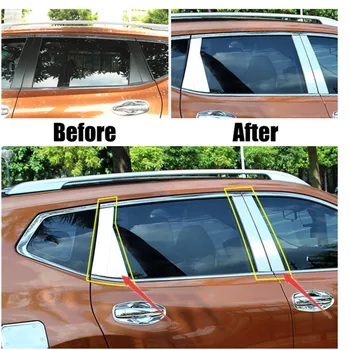 

For Nissan Rogue x-Trail t32 2014 2015 2016 2017 Stainless Window Chrome Pillar Post Posts Cover Trim Molding Garnish Accent 8pc