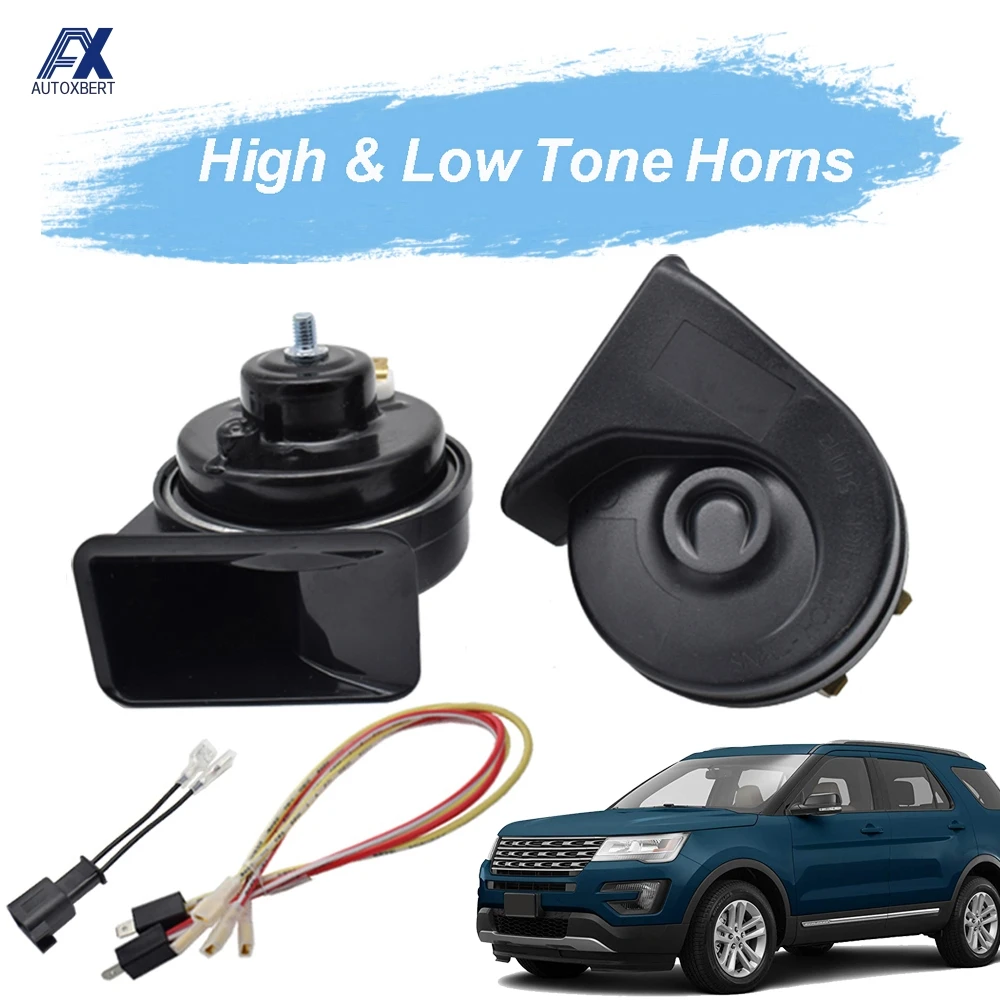 12V 410/510Hz high low tone 110-125db loud waterproof snail horn for Ford Explorer 2011 2012 2013 2014 2015 waterproof horn