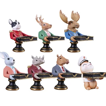 

Creative American Resin Animal Head Card Box Figurines Ornaments Business Card Holder Desk Crafts Home Wine Cabinet Decor Gifts
