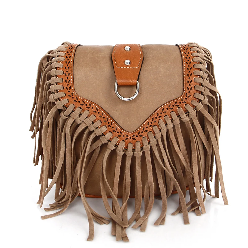 khaki Маленькие сумки для женщин Bolsa Feminina Bolso Mujer через плечо женская летняя сумка-мессенджер искусственная кожа с кисточками черная PC16 - Цвет: khaki
