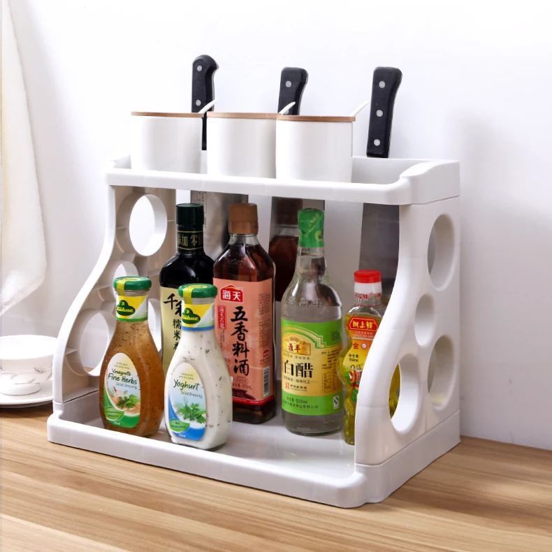 

050 Home multifunctional shelf Simple double rack kitchen rack with knife carrier kitchen storager rack 39*23.5*31cm