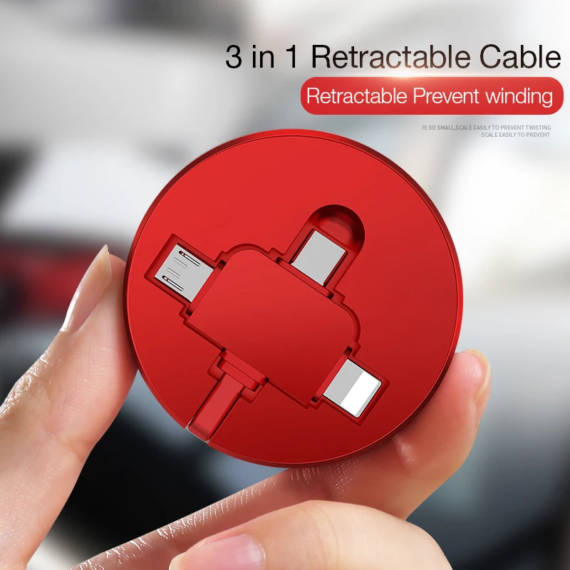 

Cafele 3 in 1 USB Cable Type C Micro USB C Cable for iPhone Charger Retractable Charging Cord for iPhone Huawei Xiaomi Data Sync
