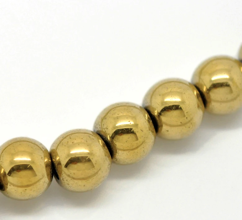 

Doreen Box hot- Gold color Round Created Hematite Loose Beads 8mm(3/8") Dia. Approx 55Pcs(B20848)