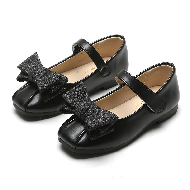 

2019 autumn new children's leather shoes girls bow princess dance shoes soft bottom peas shoes Banquet party performance shoes