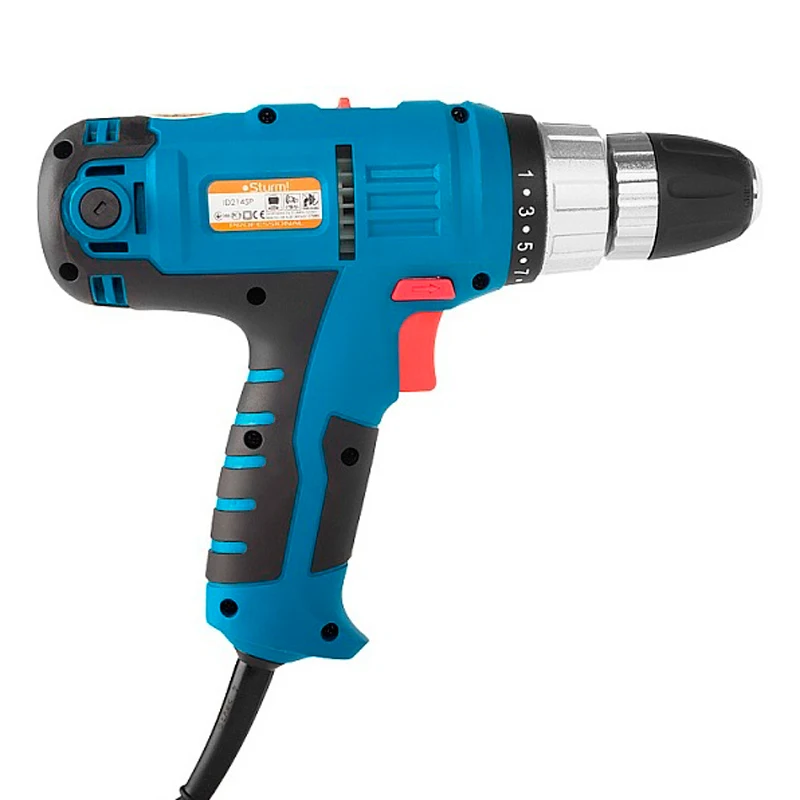 Дрель-шуруповерт электрический Sturm! ID2145P (Мощность 450 Вт, 2 скорости, число оборотов 0-1500 об/мин, макс.крутящий момент 35 Нм, быстрозажимной патрон)