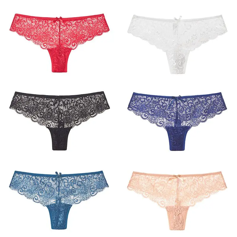 

2019 Seamless Thong Lady Sexy Low Waist T Pants Transparent Lace Hollow Breathable Underwear Cotton High Stretch Thong M, L, XL