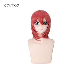 

ccutoo 17.7"/45cm Red Orange Medium Length Curly Oblique Fringe Synthetic Hair Love Live Nishikino Maki Cosplay Wig