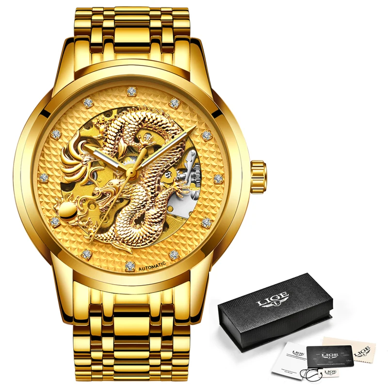 Relojes Hombre Дракон Скелет автоматические механические мужские наручные часы