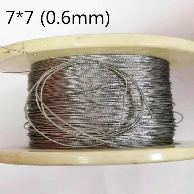 Cable de alambre de acero inoxidable, cable de elevación de pesca más suave, 100M (0,6mm de diámetro) 304, estructura 7X7|Herramientas y accesorios de elevación| -