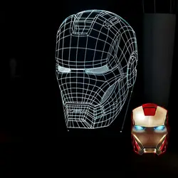 Акрил 3D иллюзия RGB Прохладный Marvel светодиодный лавы 7 цветов изменить USB железный человек ночь дома стол настроение свет детей Праздничный