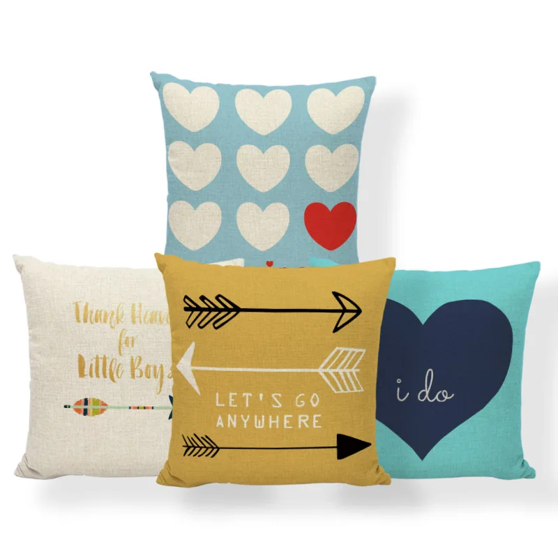

Word Arrow Colorful Cushion Love Sentence Pillow Cover Scandinavian School Homeware Throw Pillow Covers 18 Inch Linen Customized