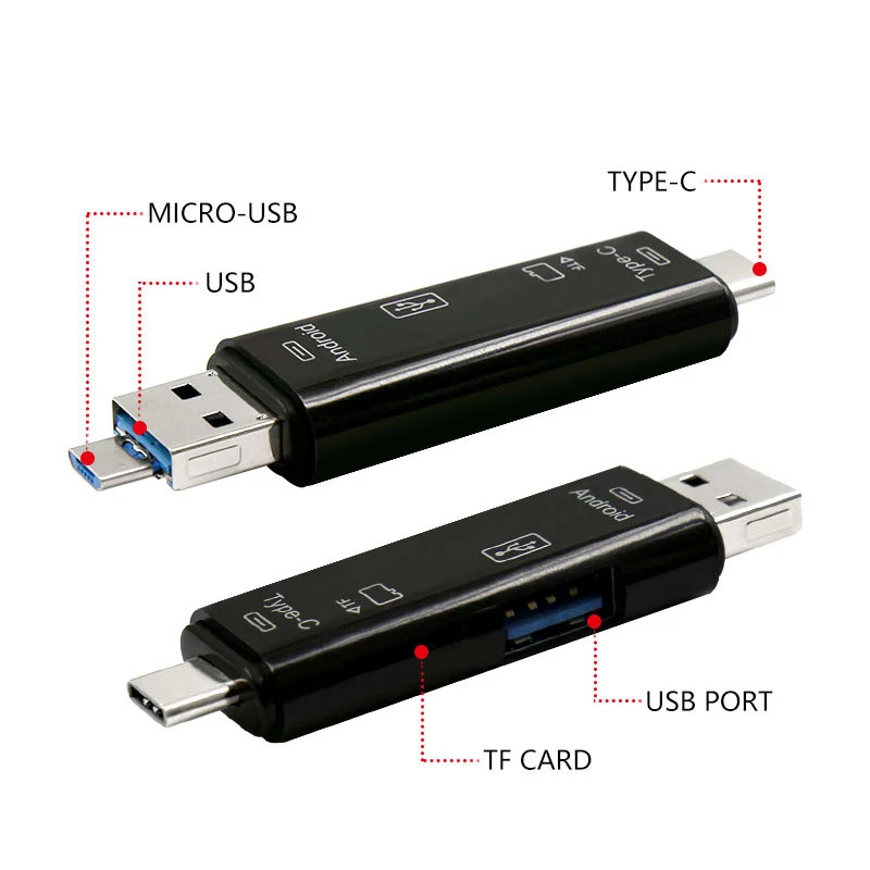 Тип C & micro USB и USB 3 в 1 OTG картридер высокоскоростной USB3.0 Универсальный OTG TF/SD для Android компьютер удлинитель-переходник