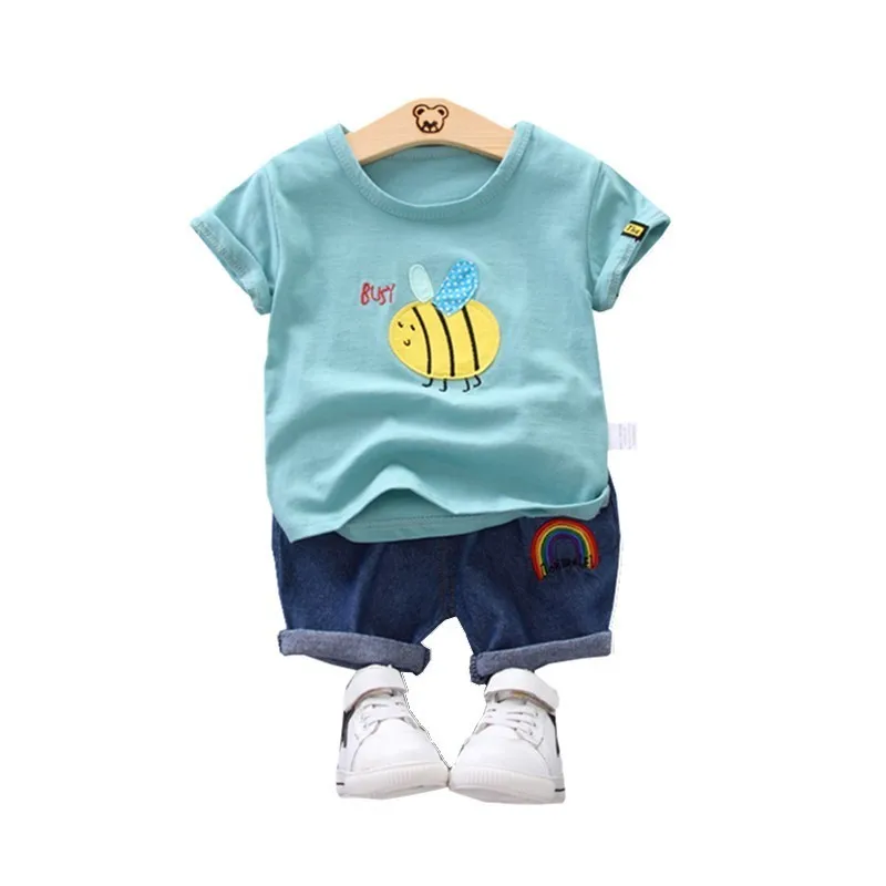 

New Summer Newborn Baby Boys Girls Clothing Kids Cotton Short Sleeve 2pcs/Set Cartoon Fashion Infant Sport Clothes Tracksuits