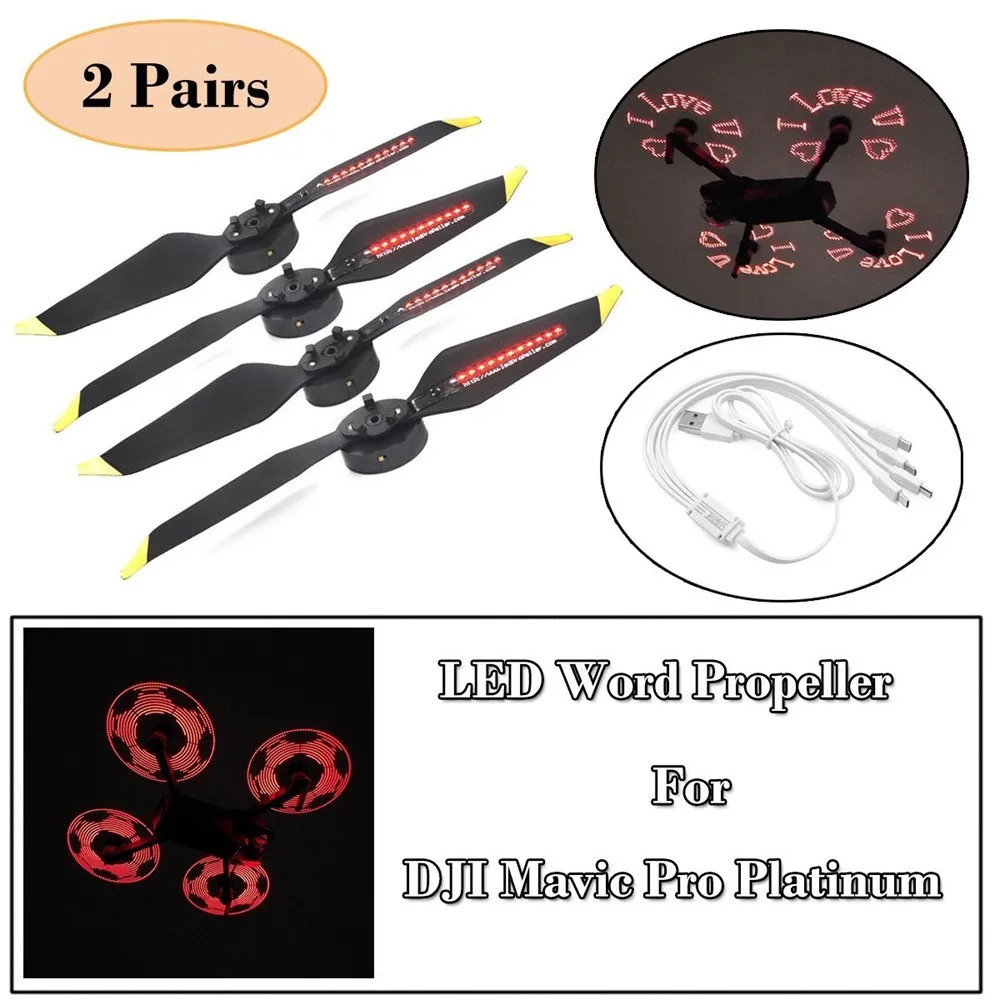 

2 Pairs Programmable LED Flash Word Propellers for DJI Mavic Pro Platinum 20J drop shipping
