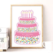 Бесплатный Индивидуальный творческий день рождения розовый торт отпечаток пальца DIY гость книга для беби Шауэр детский день рождения и свадебные вечерние украшения