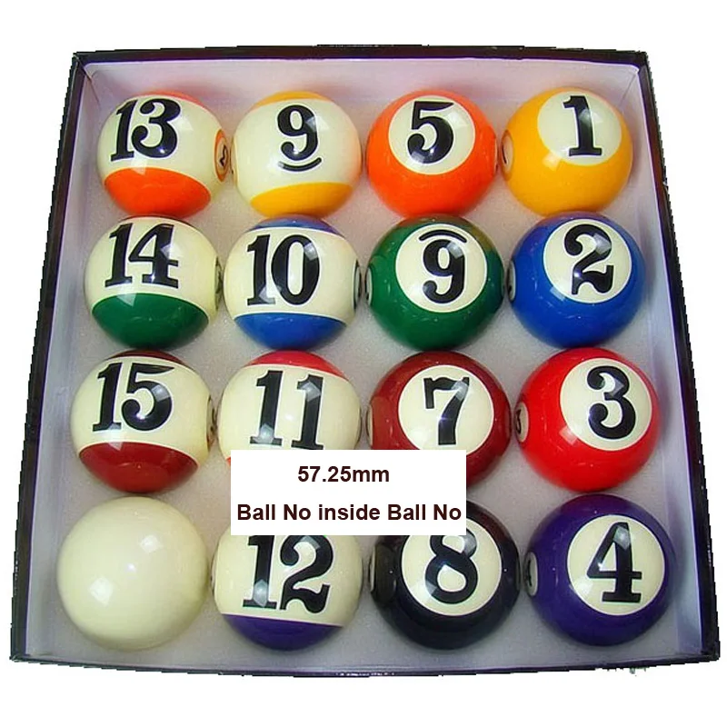 

xmlivet High Quality 57.2mm Resin Billiards Pool Ball-in-Ball Shape Complete Set of Balls 2 1/4 inch Nine-Ball Balls
