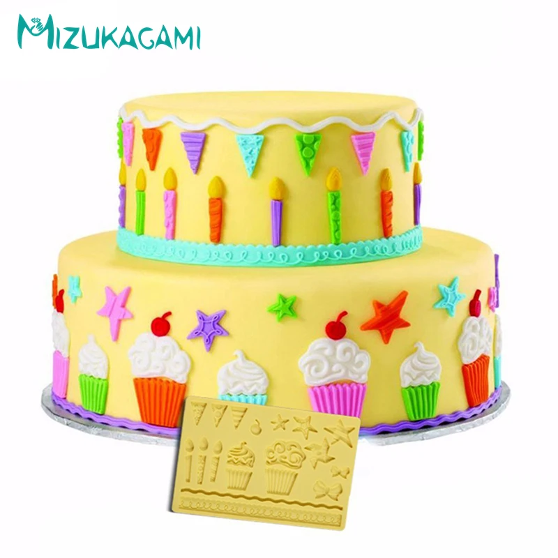 Lace Birthday Candle Popcorn Tube Shape Fondant Chocolate Mold DIY Cake Border Decoration Kitchen Baking Tool MJ-01776 | Дом и сад