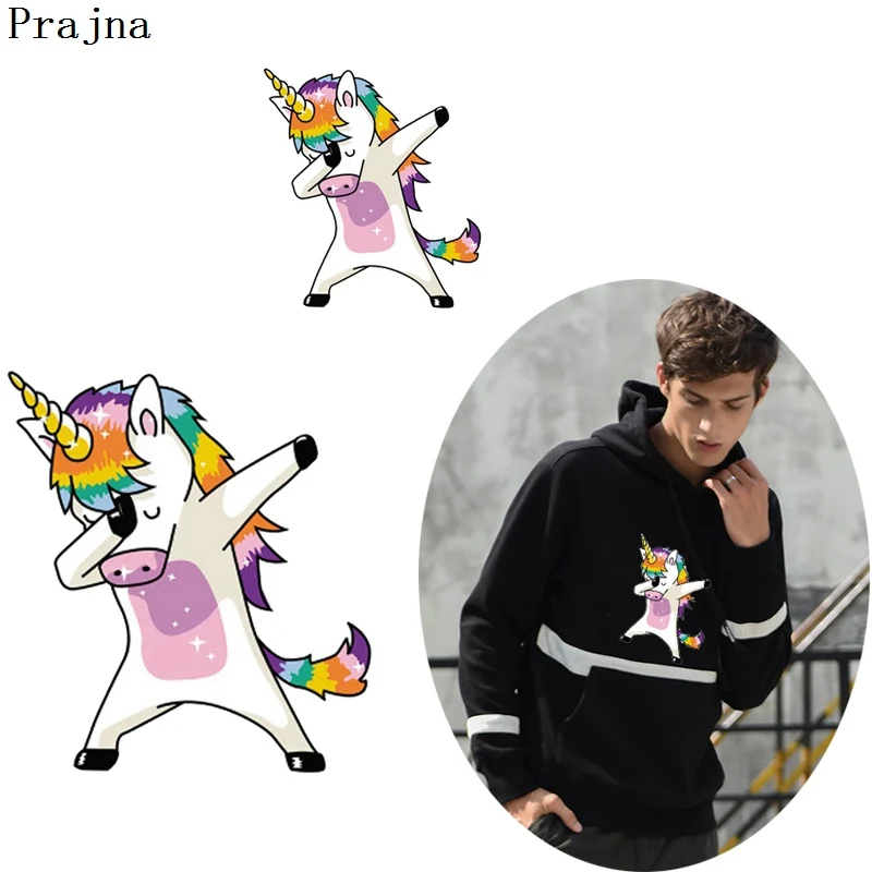 Prajna Heat Iron On Transfer Patches Cute Printed Appliques PVC Unicorn Animal Thermal For Clothing Decor Washable 2018 | Дом и сад