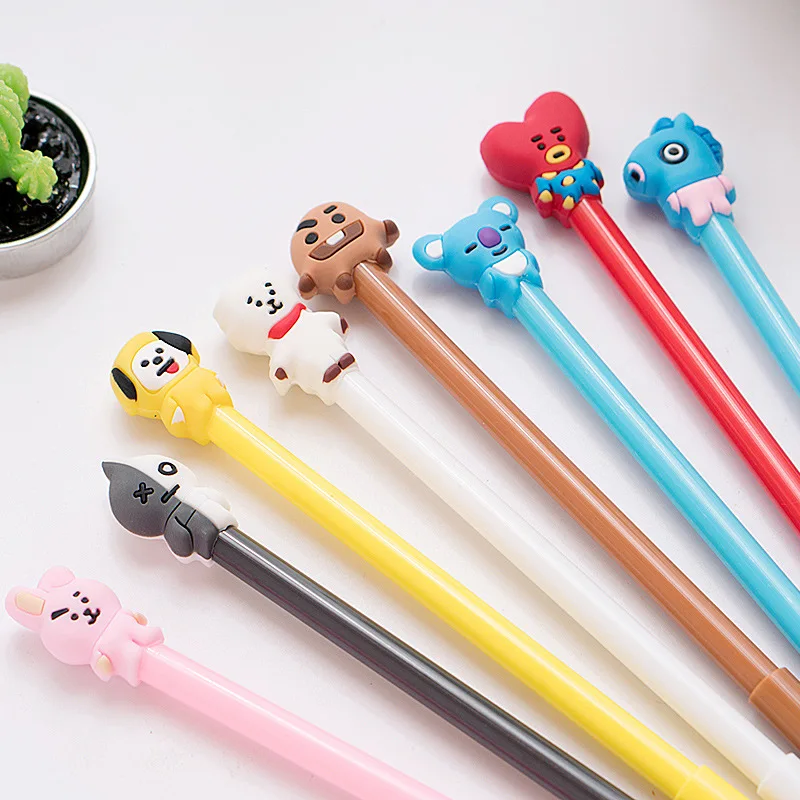 

32 pcs/lot BTS Bangtang Boys Gel Pen Cartoon 0.5 mm Shooky Tata Chimmy Rj black ink Signature Pen School writing Supplies Gift