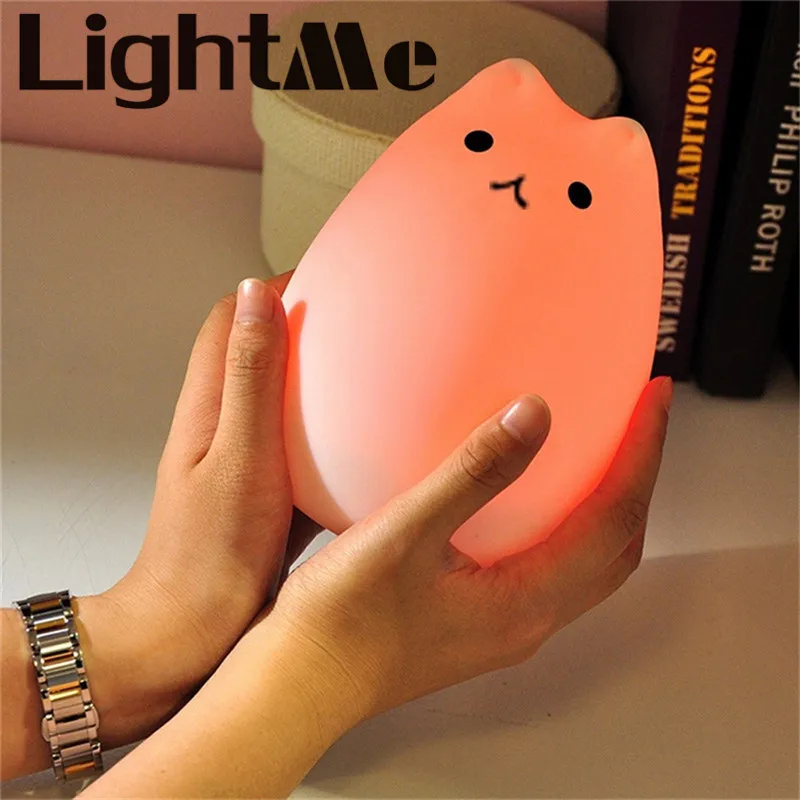 Premium 7 Colors Cat LED USB Children Animal Night Light Silicone Soft Cartoon Baby Nursery Lamp
