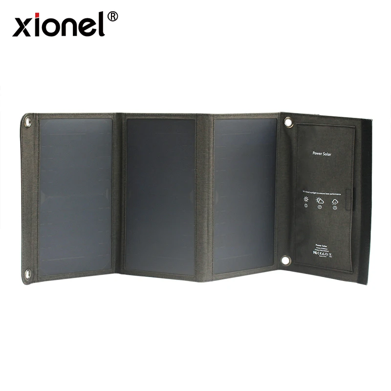 Xionel 21W Folding Solar Panel Phone Charger Sunpower Solar Panel With USB Port for for iPhone, iPad,Samsung All 5V USB Devices 7w folding solar panel charger for mobile phone camera more camouflage