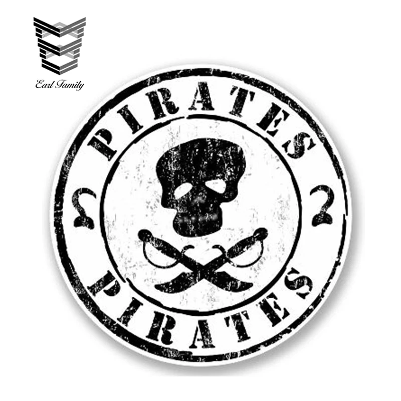 

EARLFAMILY 13cm x 13cm Funny Pirate Car Stickers Vinyl Reflective Decal for Car Head Engine Cover Windows Trunk Decoration