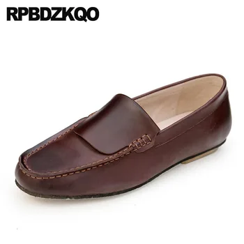 

men brown genuine leather shoes high quality black designer slip on british style new cowhide real fashion retro luxury loafers