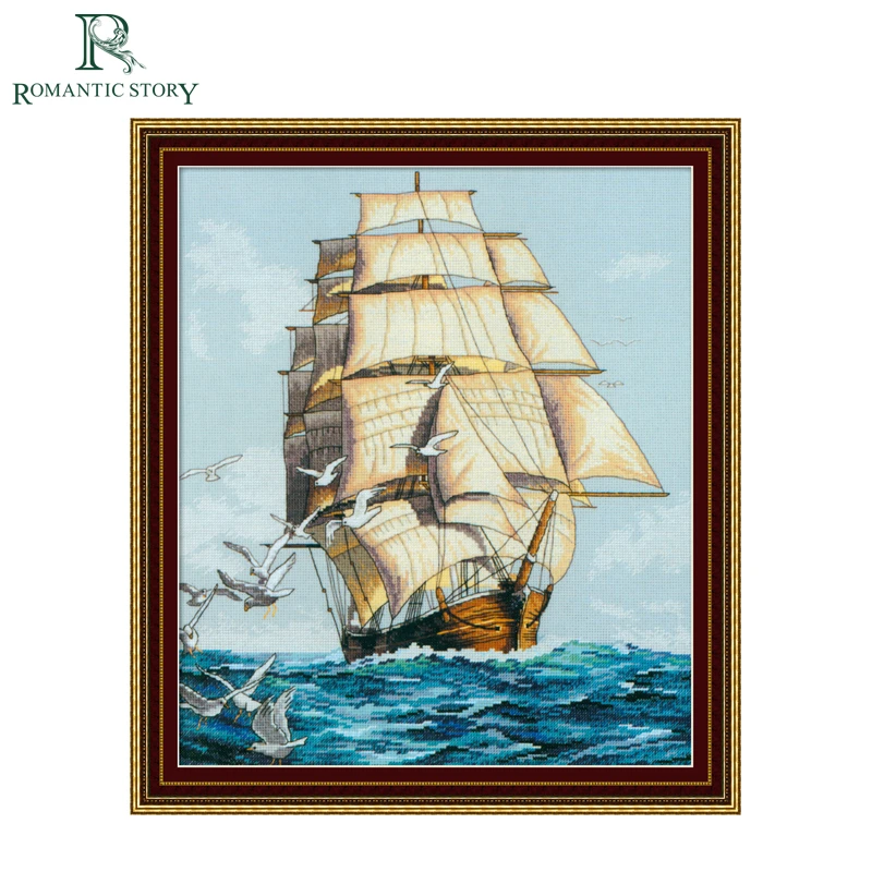 Romantic Story Pirate Ship Painting Home Decoration Cross Stitch Handmade Needlework Dmc Cross Stitch For Embroidery Kits Handmade Needlework Cross Stitchcross Stitch Needlework Aliexpress