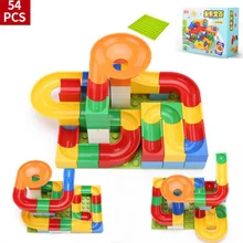 

54 pcs DIY Construction Marble Race Run Maze Balls Track Kids Children Gaming Building Blocks Toys Compatible With Duplo