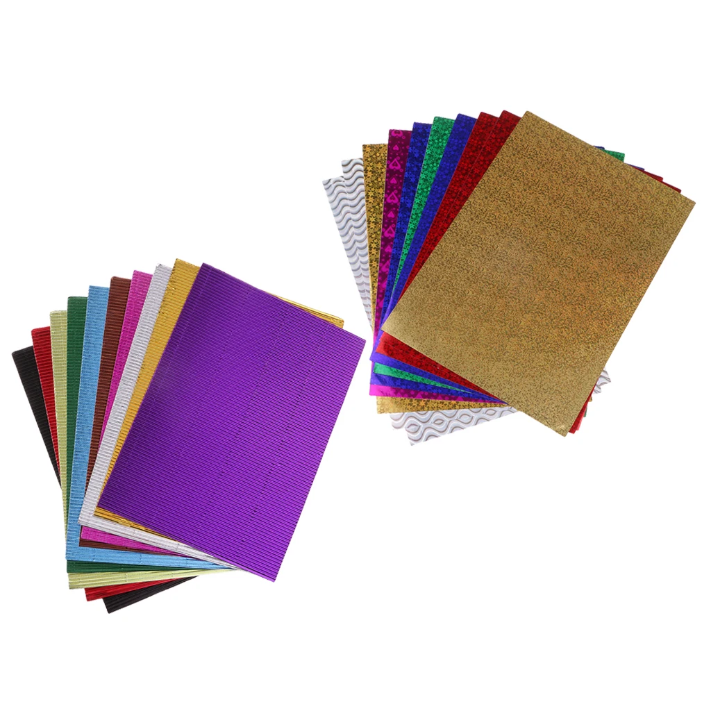 20 Pieces Origami Paper Mixed Style Art Crafts Paper -Corrugated Paper Crafts +Self Adhesive Sheets DIY Paper Toys Accessory