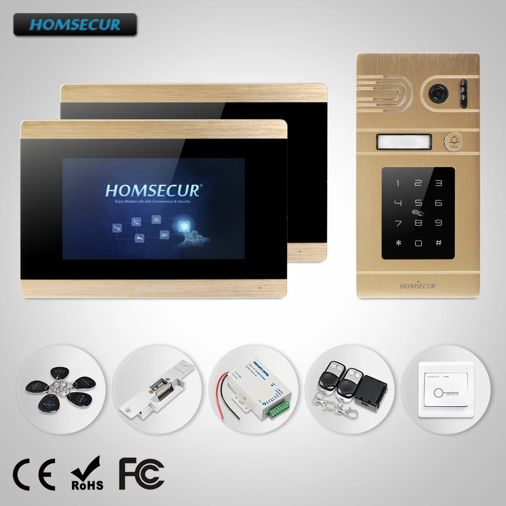 

HOMSECUR 7" Wired Hands-free Video Door Entry Phone Call System+Voice Message BC071-G+BM715-G