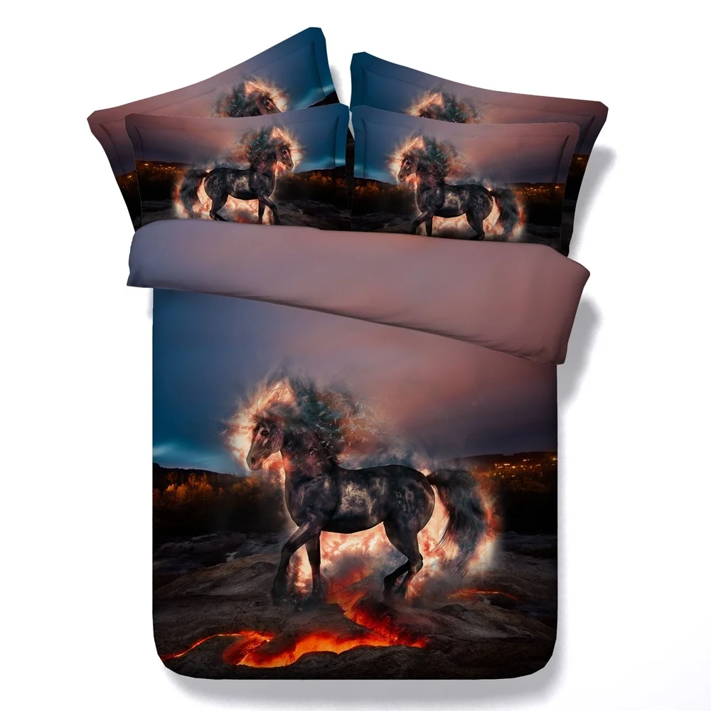 

3D Hellfire Horse Bedding Set Duvet Cover Set Pillowcases Home Textile Bedclothes Comforter Bedding Sets Comforters bed linen