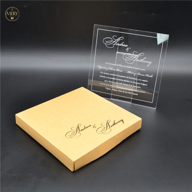 

Laser acrylic invitations with customized invitation card box