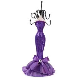 Блесток платье Манекен для серег держатель для ожерелья стенд M Размеры фиолетовый