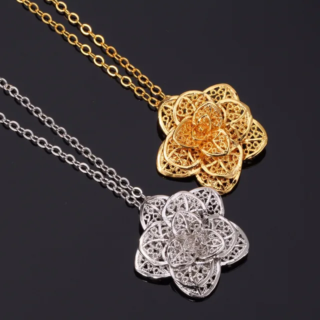 Yellow Gold Plated Flower Jewelry Sets