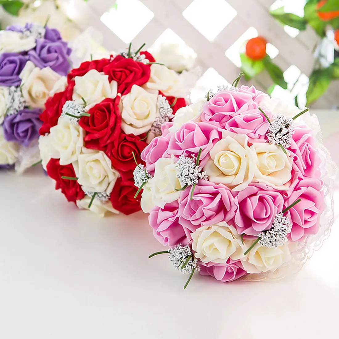 

10 Pieces 8CM Home Decorative Flowers Multicolor PE Foam Artificial Rose Flowers For Wedding Valentine's Day Decoration