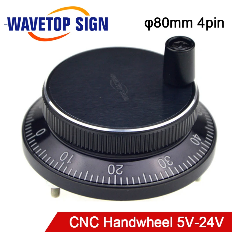 

Handwheel Black Color Dia. 60mm 80mm Pulse Number 100 Voltage 5V-24V 4Pins CNC Machine Manual Pulse Encoder Generator