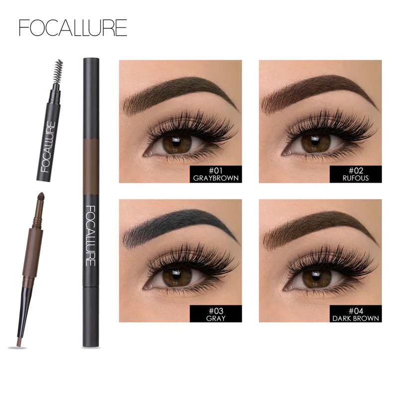 

FOCALLURE Eyebrow Pen Waterproof Auto 3 in 1 Brow Enhancer Black Blown Long-lasting Paint Eyebrow